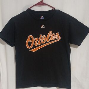 Majestic Kids Black and Orange Orioles Tee #19